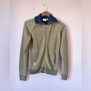 Unique & Edgy Golden Unisex Track jacket With Removable Sleeves Size 4